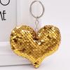 Double-Sided Reflective Sequin Heart Keychain - Colorful Bag Pendant & Car Keyring