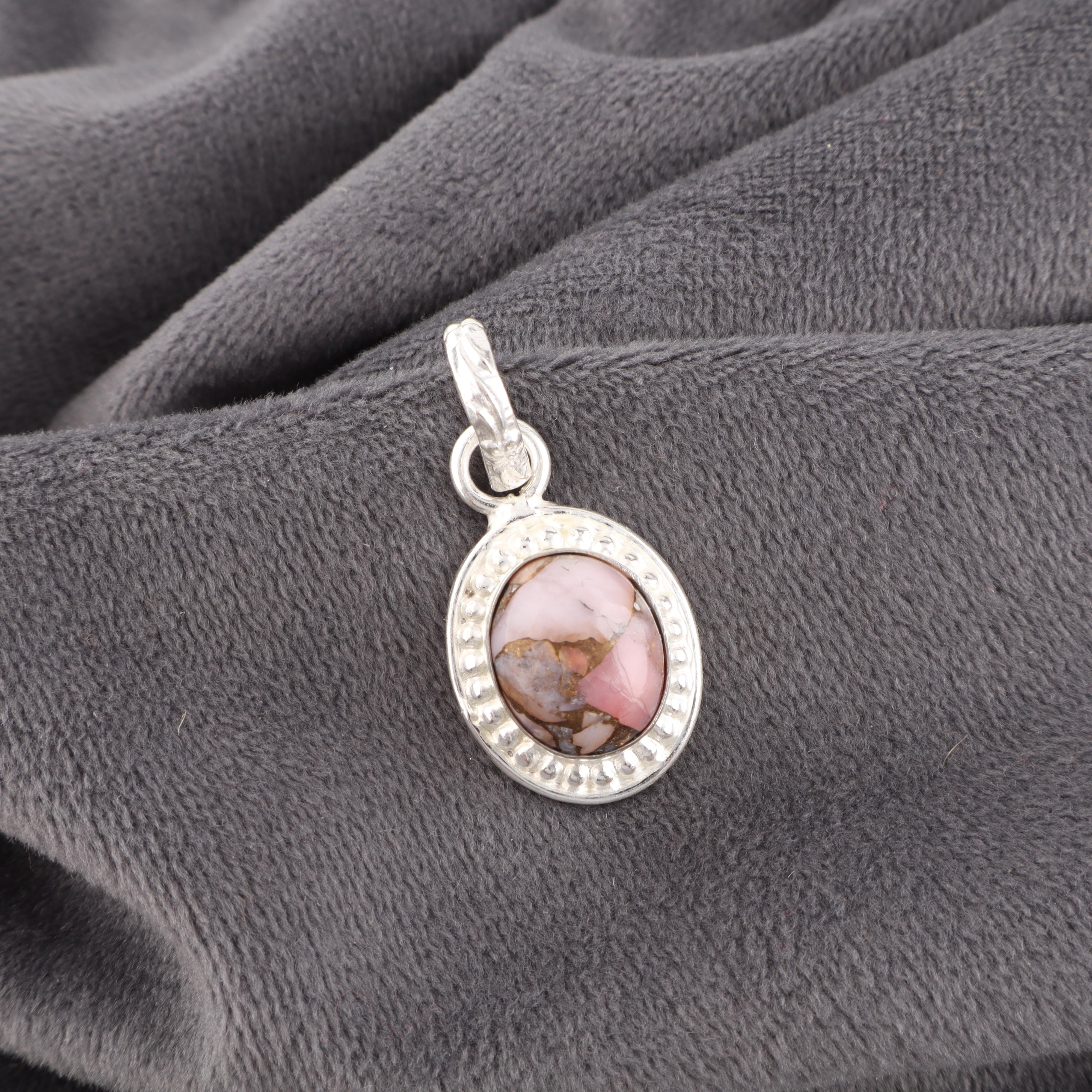 

Ювелирные изделия из розового опала и бирюзы, кулон из стерлингового серебра 925 пробы, кулон из опала и серебра, балансирующие украшения для подарка 1.20 Inches розовый