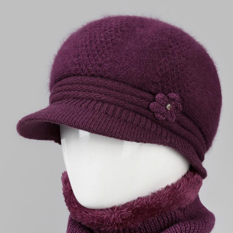 Wool Hat Women'S Season Velvet Warm Rabbit Hair Mother Hat Ear Protection Cold Foreign Gas Knitted Hat