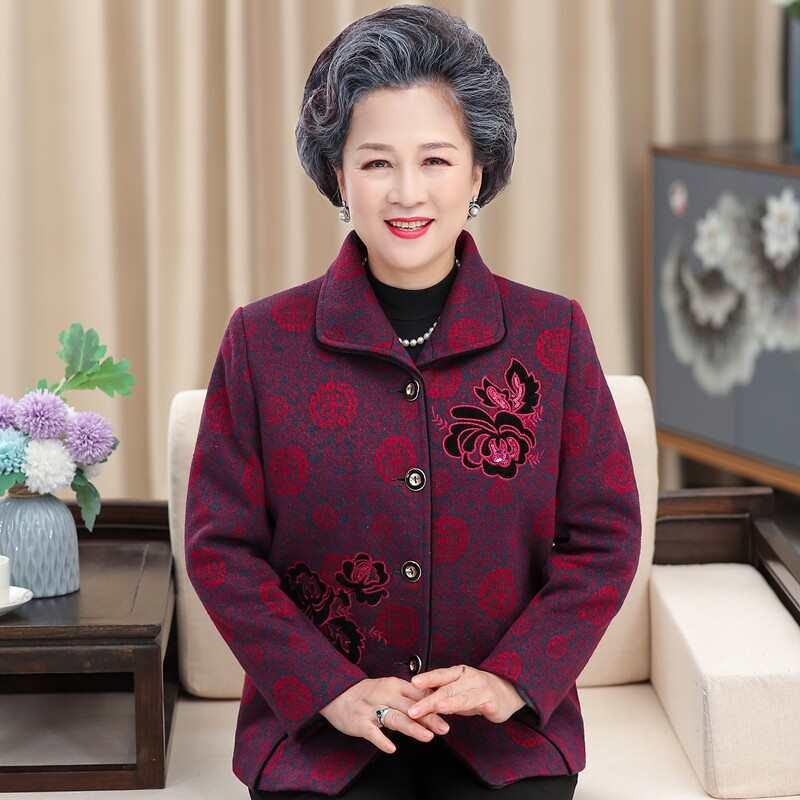 

Women s Spring/Autumn Tang Suit Jacket for Middle-Aged and Elderly (60s-80s) 2XL (Recommended 105-120 jin)