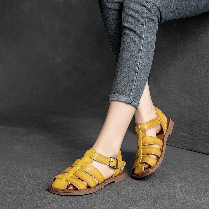Fashion GKTINOO 2025 New Women Sandals Real Leather Summer Shoes Women Roman Fashion Daily Vacation Female Footwear Size 35-40