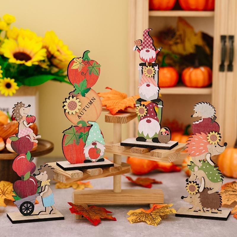 Wood Autumn Signs for Thanksgiving Mantelpiece Embellishments for Autumn Home Garden Decors