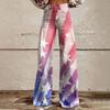 Wide Leg Flare Jeans For Women With Pockets Baggy Pants Vintage Floral Print High Waisted Loose Pant