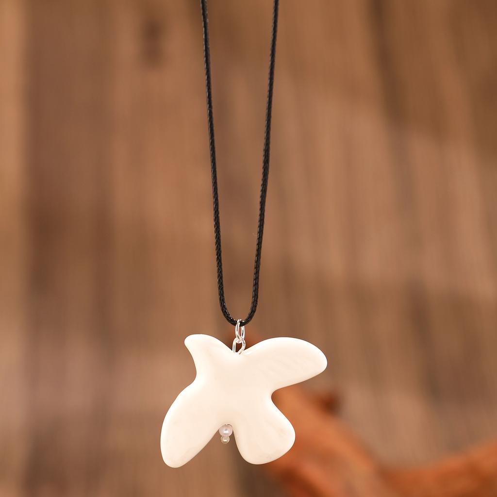 Fashion White Ceramic Peace Dove Necklace for Women Vintage Geometric Round Hoop Earrings Jewelry Gift