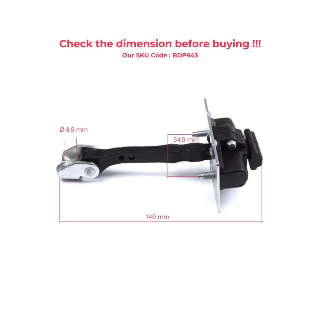 BDP943 Bakre Venstre ELLER Høyre Dørfanger Hengsel Bremse Stopp Sjekkstropp Begrenser 9677467280 for Peugeot 308 MK2 2013-2021 4/5 Dører