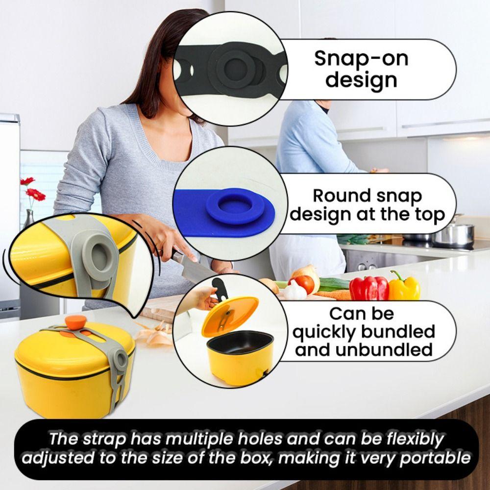 3Pcs Stretchable Silicone Lid Straps Leak-Proof Lunchbox Strap Universal Lid Fixing Band  Pans