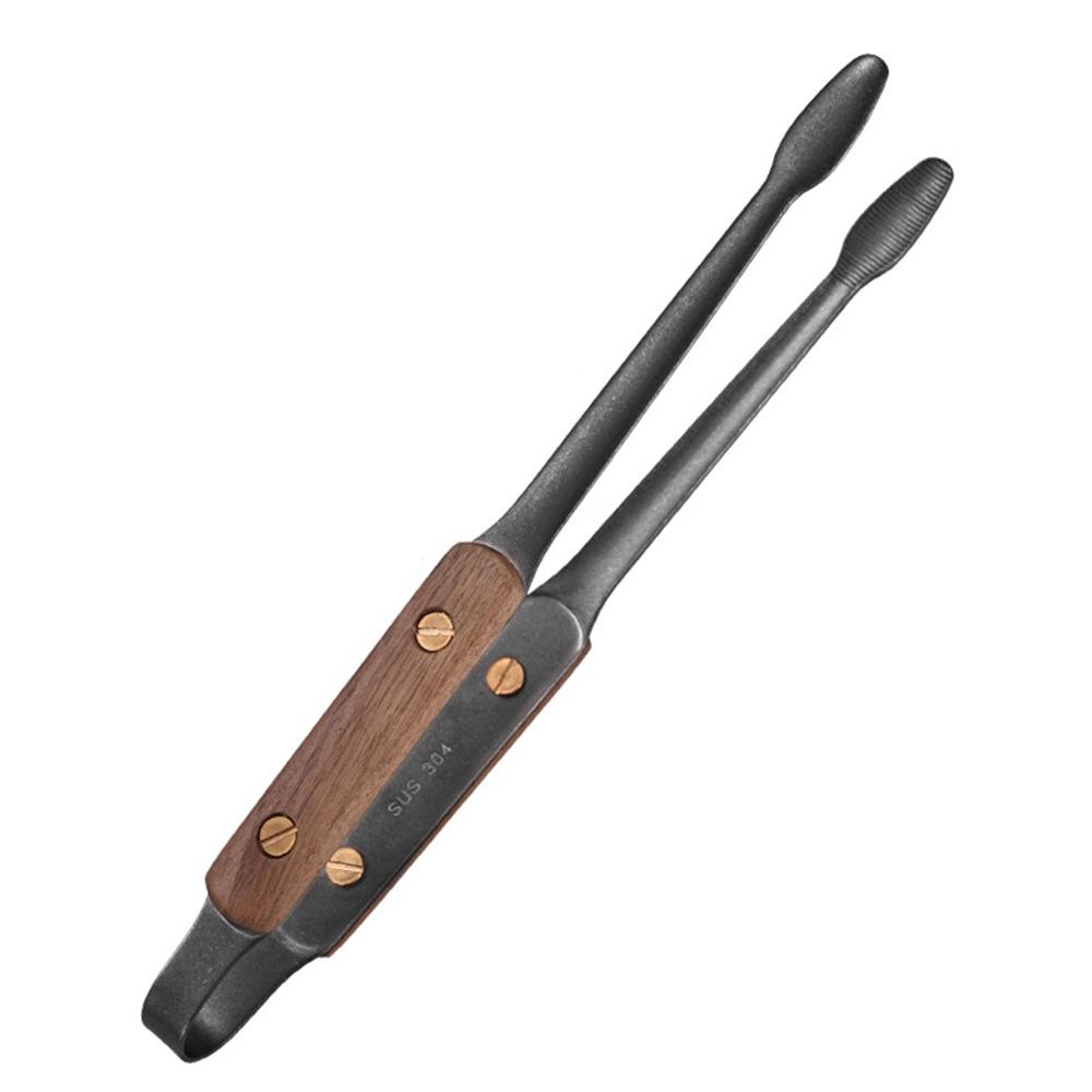 304 Edelstahl Grillzange Anti-Verbrühungs-Clip Hitzeschutz BBQ-Zange Holzgriff Kochzange Camping