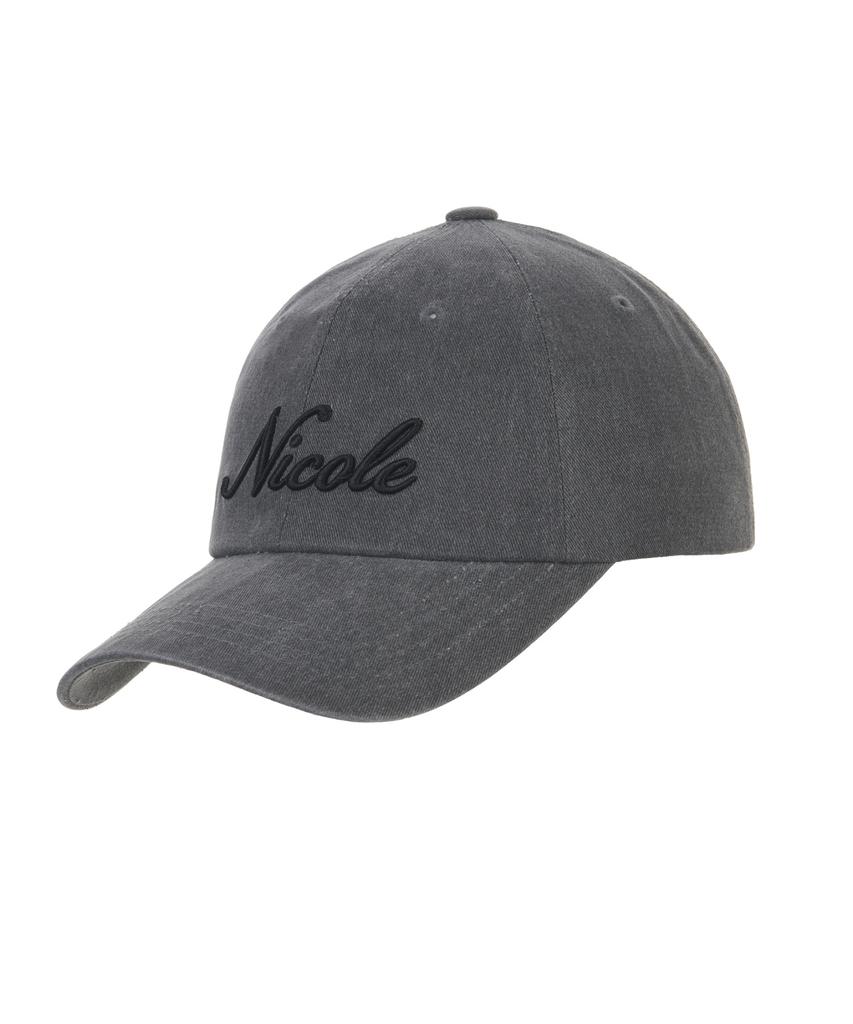Nigaennikol Nicole Lettering Ball Cap_Denim Charcoal