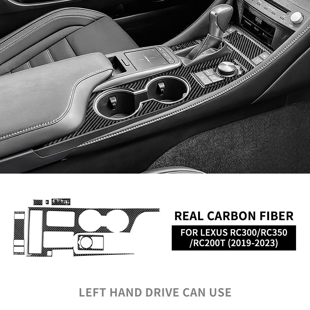 

For Lexus RC300 RC350 RC200T Real Soft Carbon Fiber Central Control Gear Panel Sticker Interior Trim Left Hand Drive BK