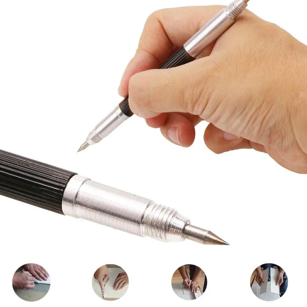 Double-headed Metal Scribe Pen Hand Tools Silver Ceramics Glass Engraving Pen Carbide Tip Cutting Marker Tool Woodworking
