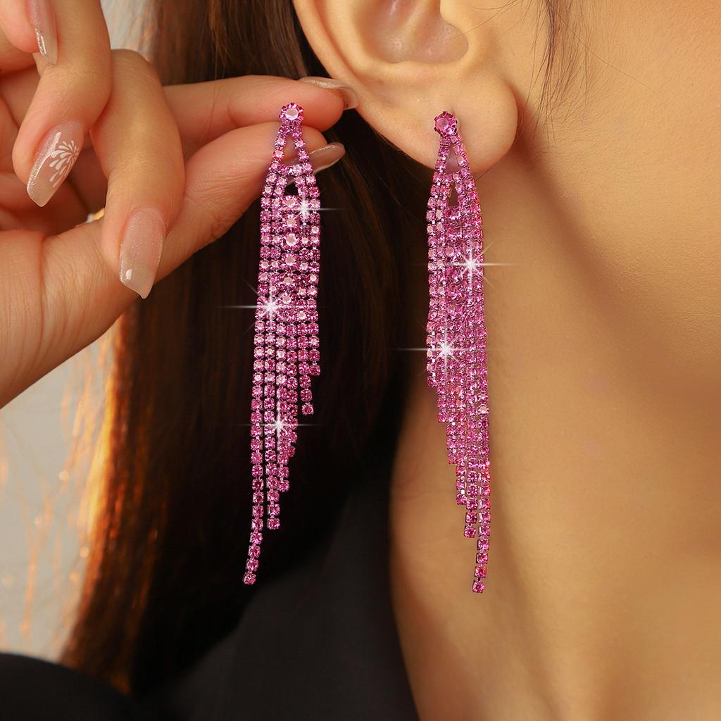 Classic Blue Long Fringed Earrings
