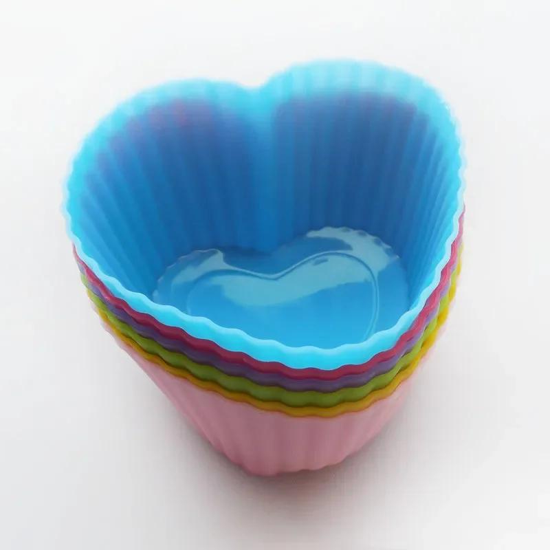 6 PCS/Set Silicone Cupcake Mold Bakeware Cupcake Liner Reusable Muffin Baking Nonstick Moulds Kitchen Baking Accessories Random