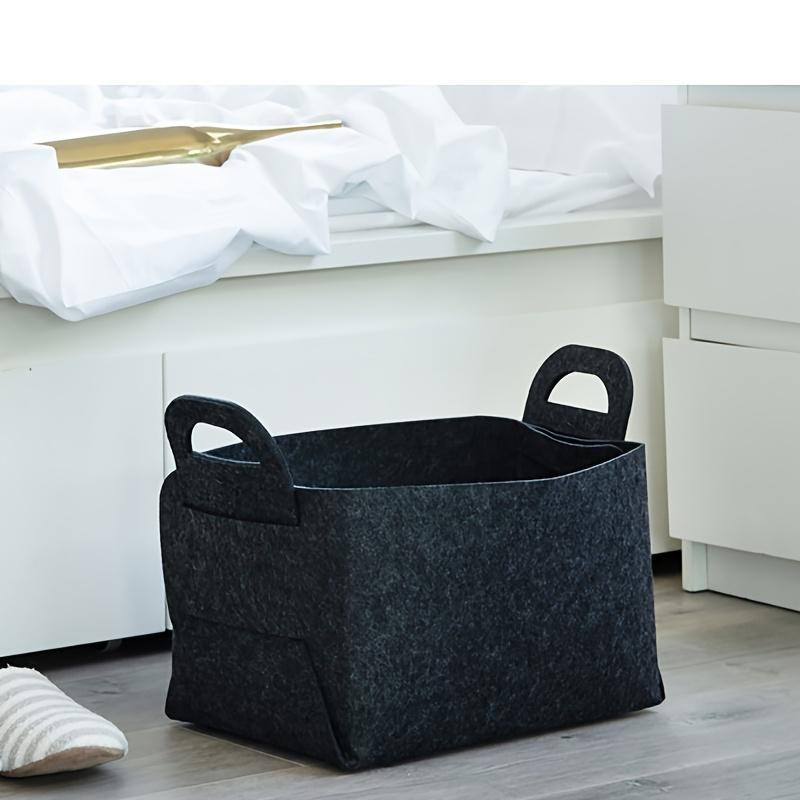 3pcs Felt Storage Bags Collapsible Household Storage Baskets with Handle for Home Clothes Toys Organization and Storage Supplies