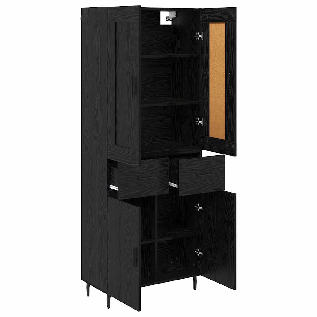 Highboard 2 pcs Black Oak look Wood based Material