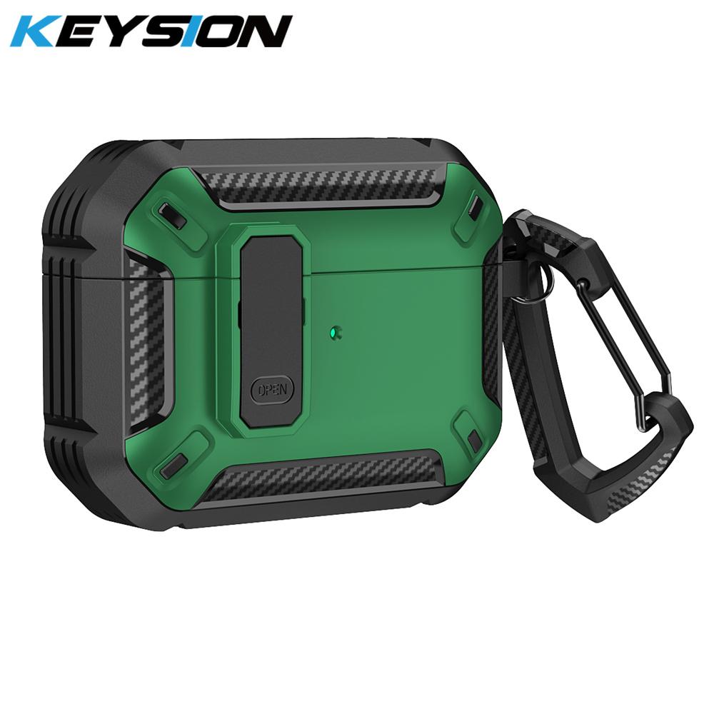 KEYSION Luxury Protective Earphone Case for AirPods Pro 3 2025 Soft TPU+PC Shockproof Cover With Switch Lock Mountaineering Hook