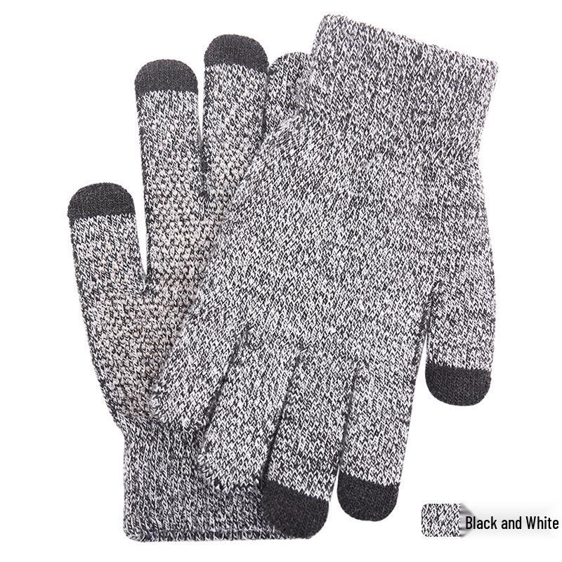 

Теплые вязаные перчатки для сенсорных экранов для пар : Толстый нескользящий шерстяной, зимний дизайн для мужчин и женщин. L