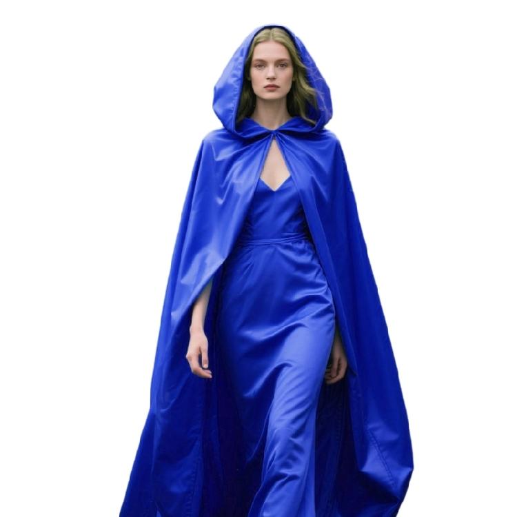 Themed Party Cloak With Adjustable Neck Tied Detail, Lightweight Wizard Hooded Cape For Indoor Outdoor Event