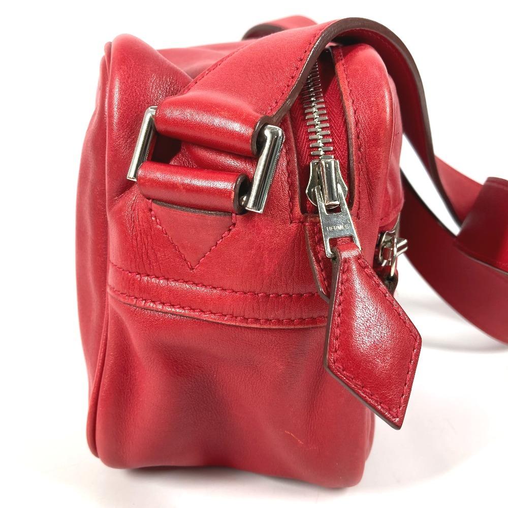 HERMES Van Quatre PM Crossbody Pochette Shoulder Bag Leather Red