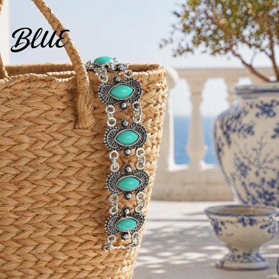 Imitation Turquoise Jewelry Inlay Bracelet Bohemian Style Distressed Adjustable Chain