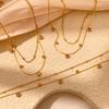 CARLIDANA Gold Plated Stainless Steel Necklace Anklet Set Foot Jewelry Trendy Classic Round Zircon Pendant Bead Necklace