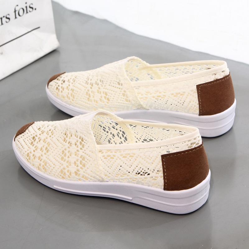 Fashionable Hollow Out Single Shoe 2024 Summer New Cloth Shoe Flat Bottom Comfortable Mesh Breathable Versatile Women's Shoes