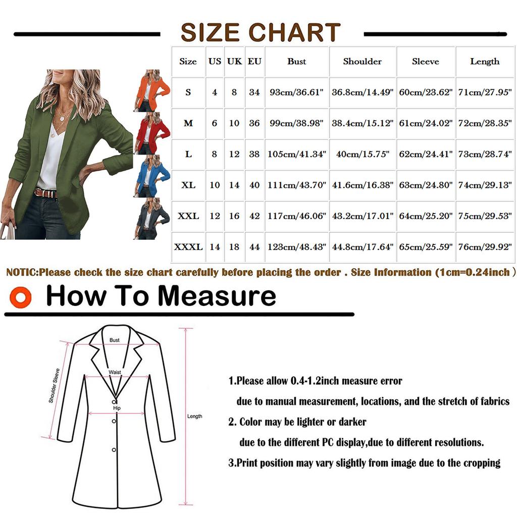 Women's Casual Lapel Open Front Cardigan Long Sleeve Work Suit Jacket Coat
