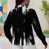 Women Plus Size Collared Long Sleeve Abstract Geometric Printed Button Front Shirt
