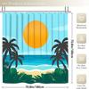 4pcs Shower Curtain Set with 12 Hooks -Shower Curtain, Bath Mat, Toilet Seat Cover And U-Shaped Rug - Machine Washable Bathr