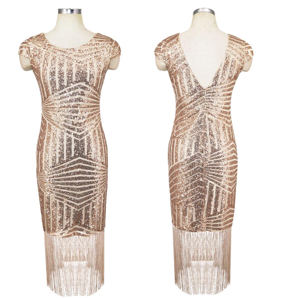 Buy Sexy Cap Sleeves Backless Sequins Tassels One Piece Dress Party Banquet Formal Casual Summer Dress At Affordable Prices Free Shipping Real Reviews With Photos Joom