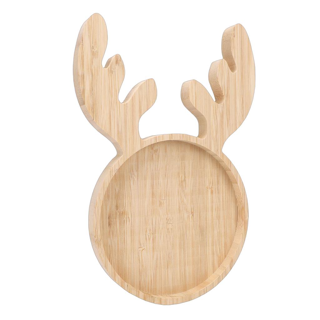 Xmas Wood Serving Platter Reindeer Shaped Snack Appetizer Tray Cheese Charcuterie Board   Salad Plate Holiday Decorative Round Dessert Dish