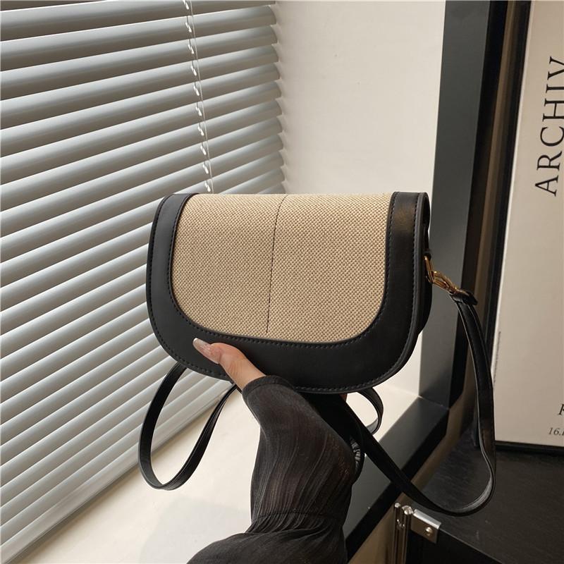 Trend Fashion Women's Bags Summer New Clamshell Splicing Contrasting Color Crossbody Women's Saddle Shoulder Armpit Bag