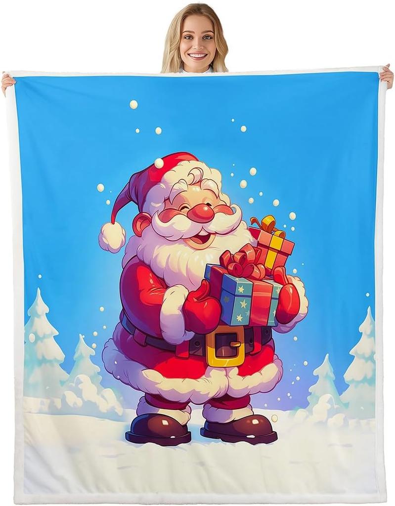 Christmas Throw Blanket Watercolor Red Truck Decor Fleece Blanket for Kids Teens Adults Green Xmas Trees Yellow Polka Dots Fuzzy