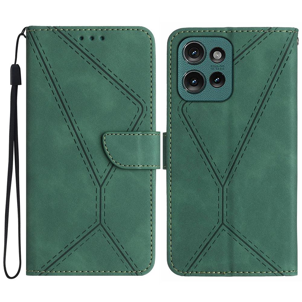 HT05 For Motorola Moto G75 5G Case Skin-Touch Lines PU Leather Flip Phone Cover