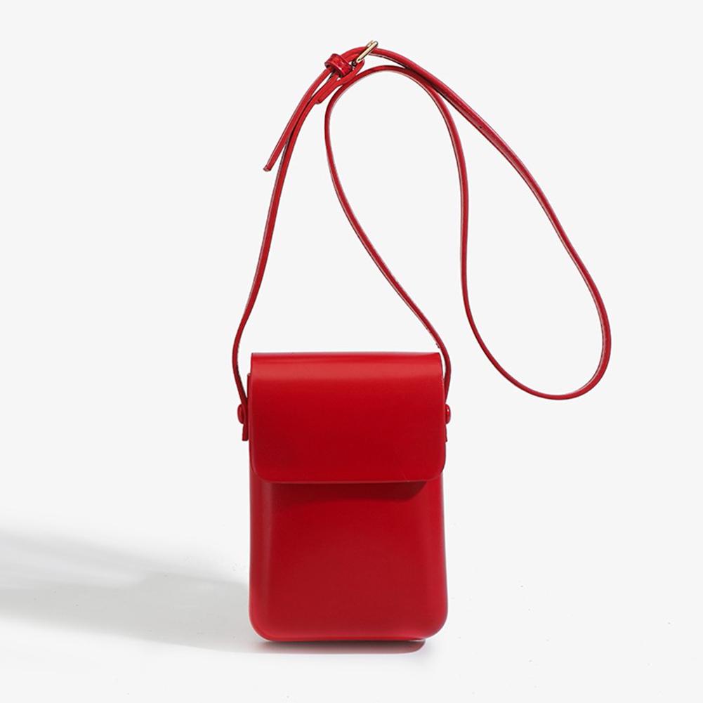 Women Cell Phone Purse PU Leather Simple Crossbody Bag Adjustable Strap Solid Color Female Outdoor Dating Bag