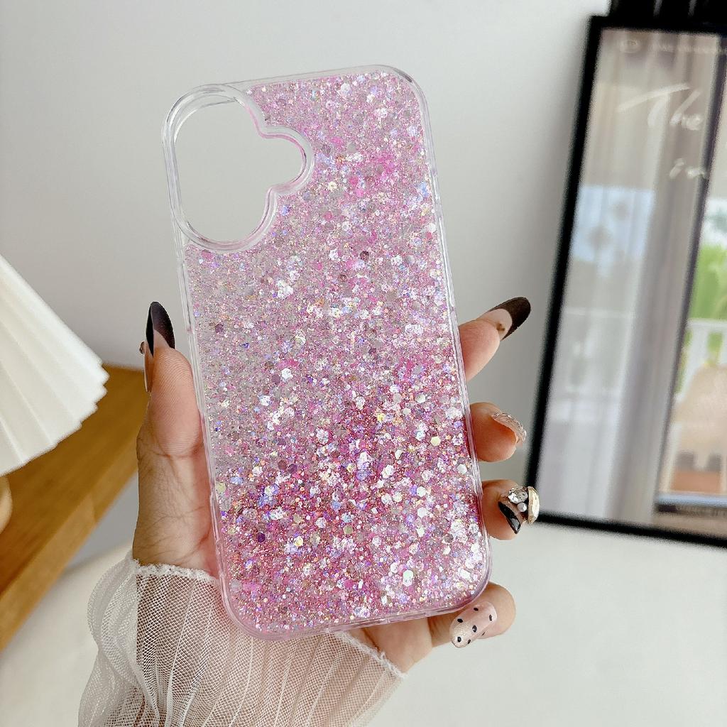 For iPhone 17 Case TPU Drop Protection Epoxy Glittery Sequins Phone Cover
