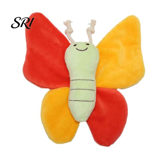 Sound Producing Dog Toy Pet Butterfly Shape with Sound-Producing Dual Plush Bite-Resistant Massages Gums Cleans Tartar Cute