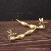 Four Treasures Of The Study Ancient Brass Dragonfly Lotus Root Holder Small Ornament Antique Calligraphy Special Pen Rest So