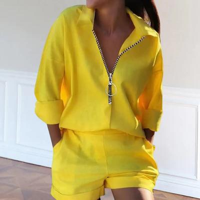 Ensemble de 2 pièces pour femme, haut, pantalon, chemise, short, costume décontracté, ample, imprimé plumes