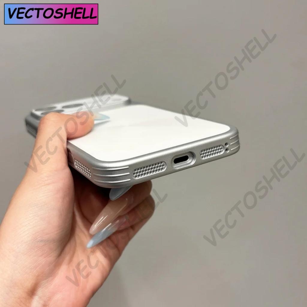 Luxury Frame Heat Dissipation CD Feather Pattern Phone Case For iPhone 17 Pro Max 16 14 15 Pro Camera Protection Back PC Cover