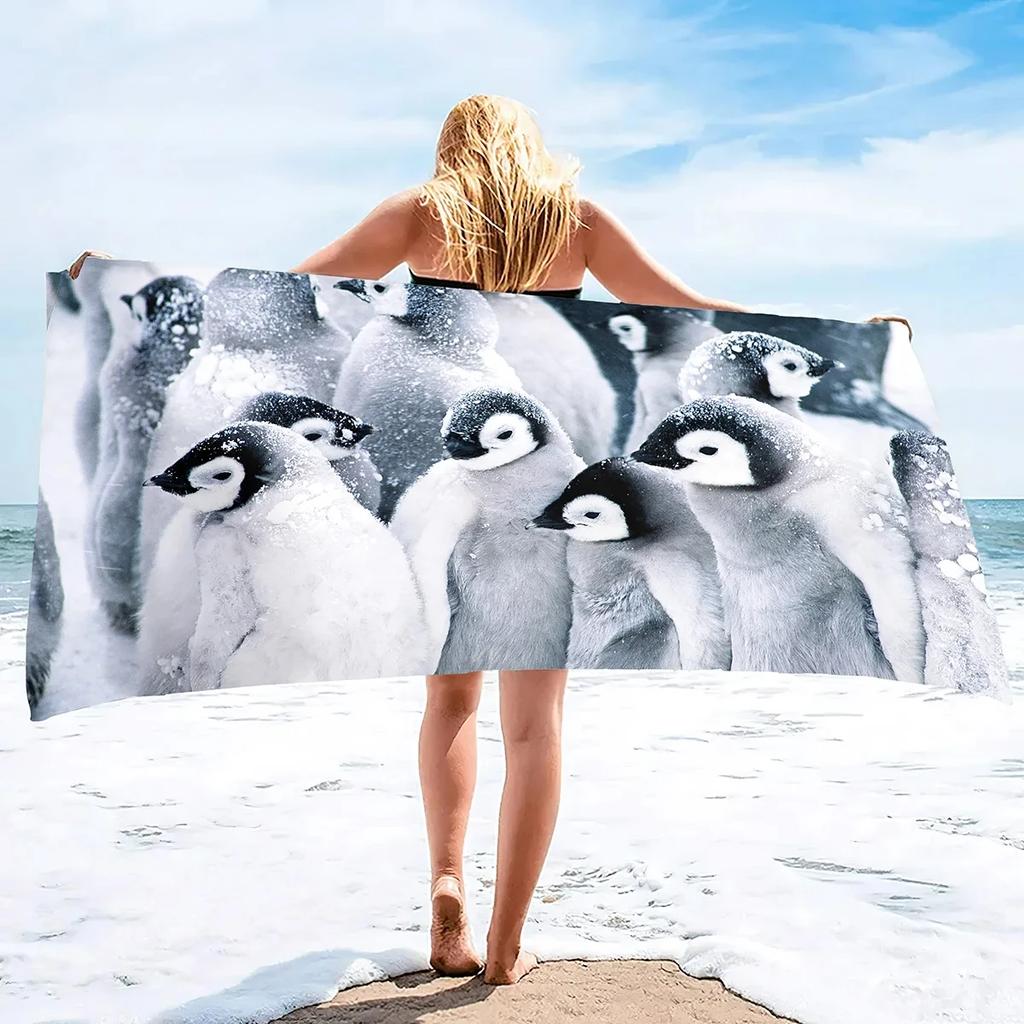 Pinguin Strandtuch Schnelltrocknendes Bade-Pooltuch Sandfest Hochsaugfähiges Strandzubehör Für Erwachsene Jugendliche Reise Picknick