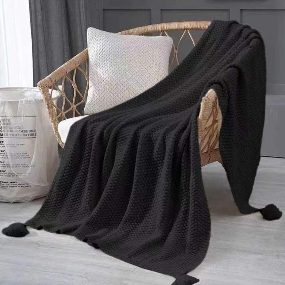 Waffle Pattern Nap Blanket Handmade Sofa Blanket Fashion Nordic Knitted Blanket Air Condition