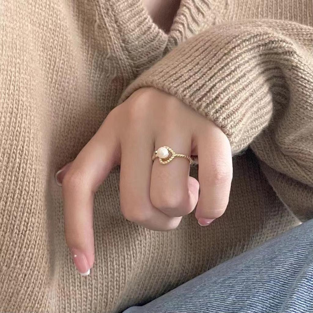 Love French Pearl Ring Niche Design Simple Ring Women'S Jewelry