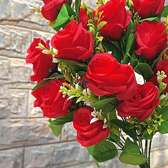 Large 18-Head Rose Bouquet for Living Room or Wedding Decor – Silk & Plastic Arrangement