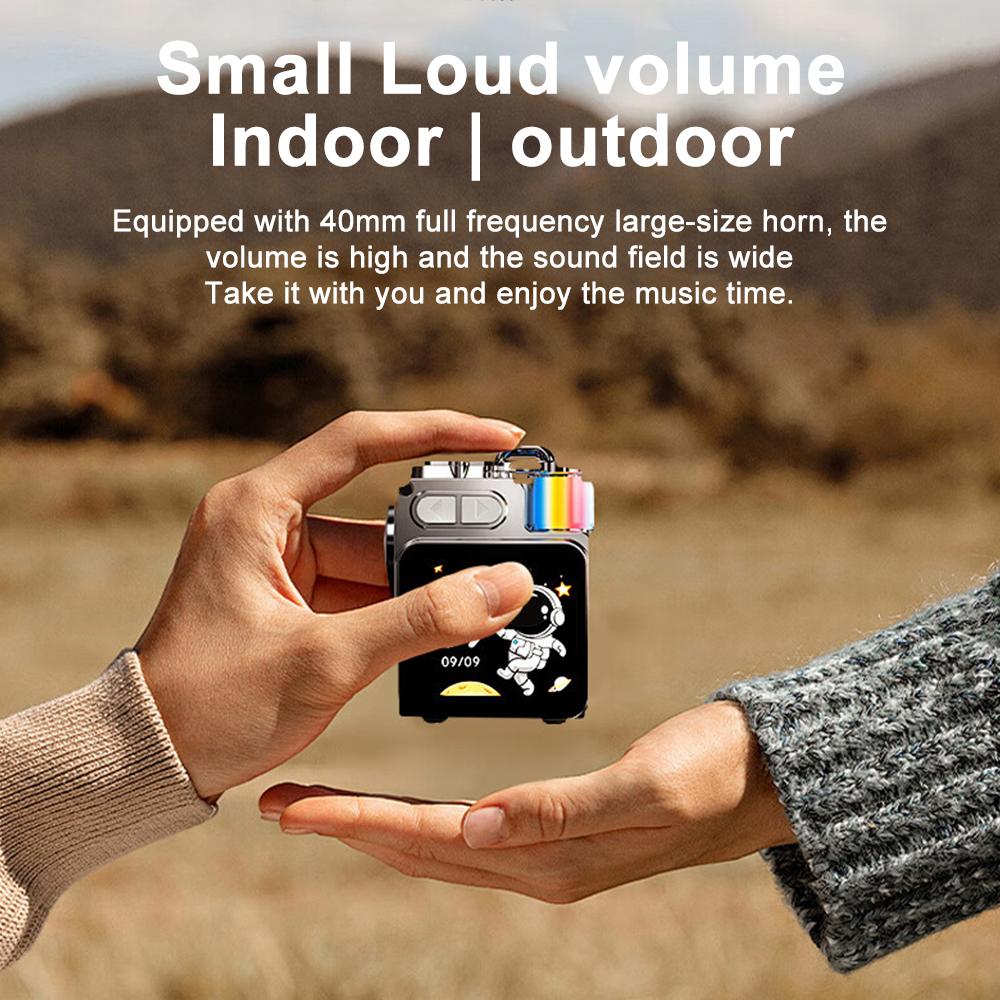 Portable Bluetooth Speaker with LED Display Supports Memory Card Expansion Smart Touchscreen RGB Lighting Calendar Alarm Clock