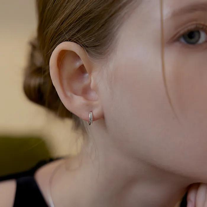 [Silver925] Clear Line Hoop Earring