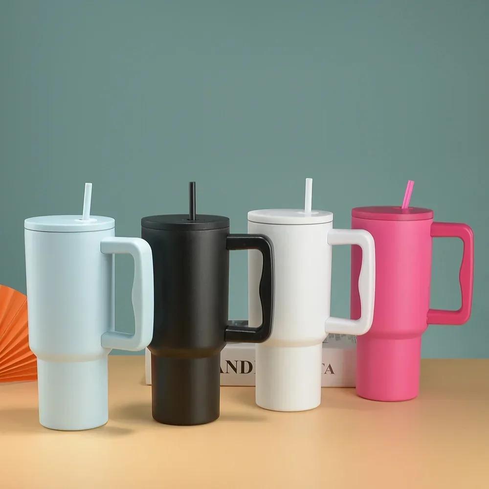 40oz 4th Generation Insulated Tumbler with Handle and Straws Lid Stainless Steel Coffee Tumbler Mug Vacuum Cup Keep Ice and Cold