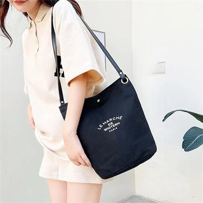 Canvas Bag Women Casual Shoulder Bag Fashion Bucket Crossbody Bags