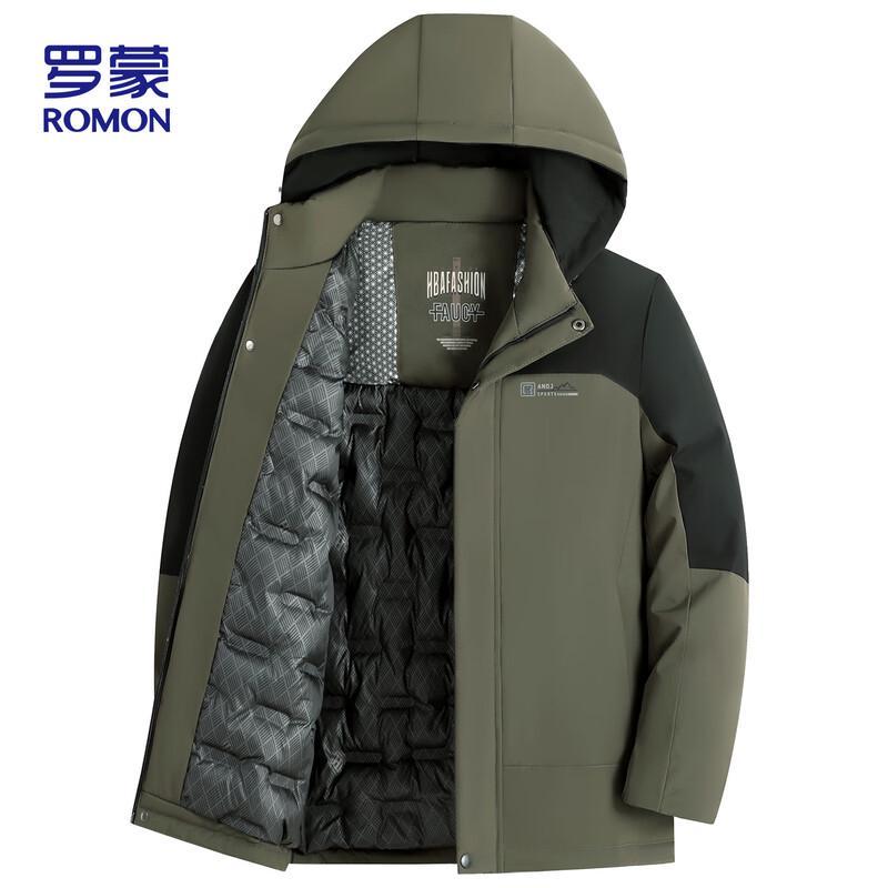 ROMON Men's A02 Winter Warm Hooded Business Casual Padded Jacket