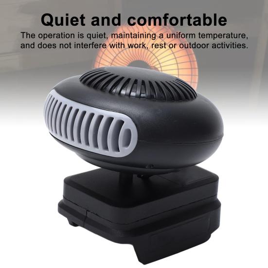 Mini Car Fan Heater with Battery Tilt Protection 1500mAh Rechargeable Auto Windscreen Defroster Heater with Port Portable Camping Vehicle Space Heater
