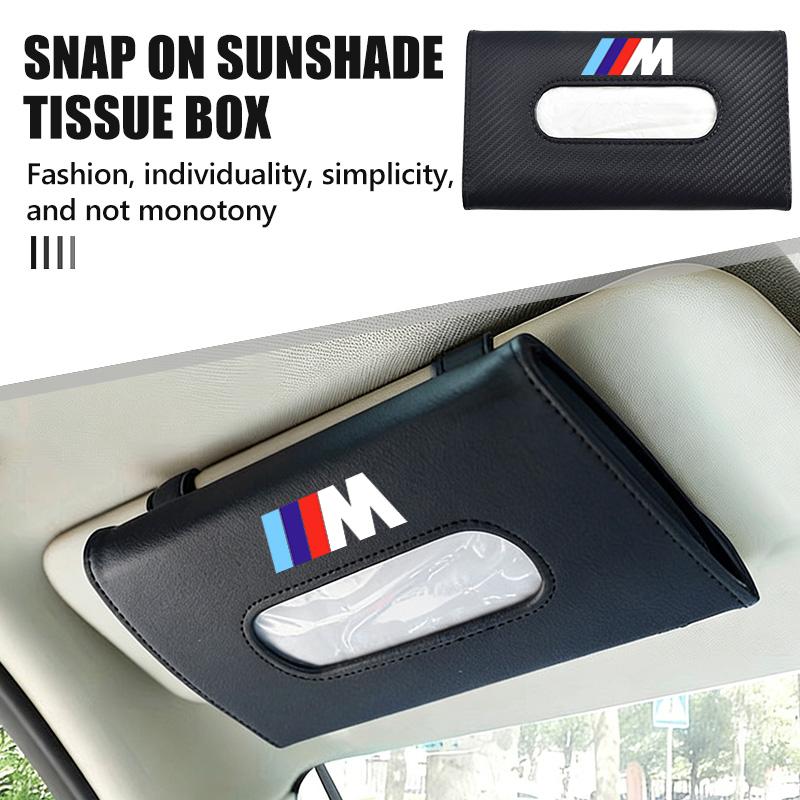SHEJ3 Car Tissue Box Sun Visor Type Block Hanging Napkin Holder Paper Rack For BMW 1 3 5 7 Series M F01 F20 F10 F13 E52 E53 E60 E93
